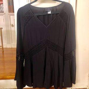 Lumiere Black Bell Sleeved Top Size Medium